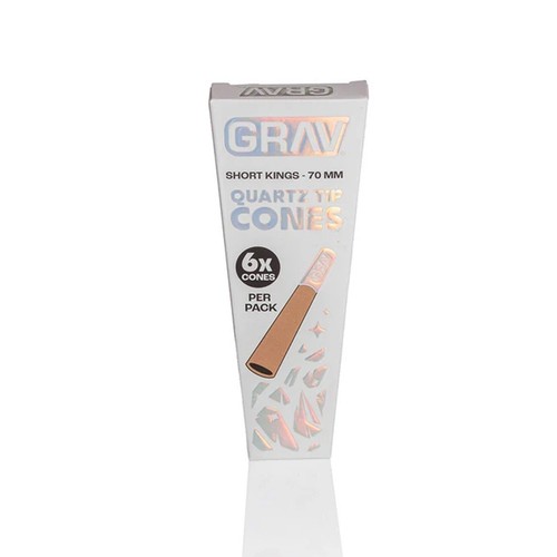 GRAV Short Kings Pre-Rolled Cones With Quartz Glass Tips, Natural, Pack of 6