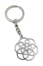 Yoga Flower Pattern Flower of Life Keychain Silver Pendant Keychain
