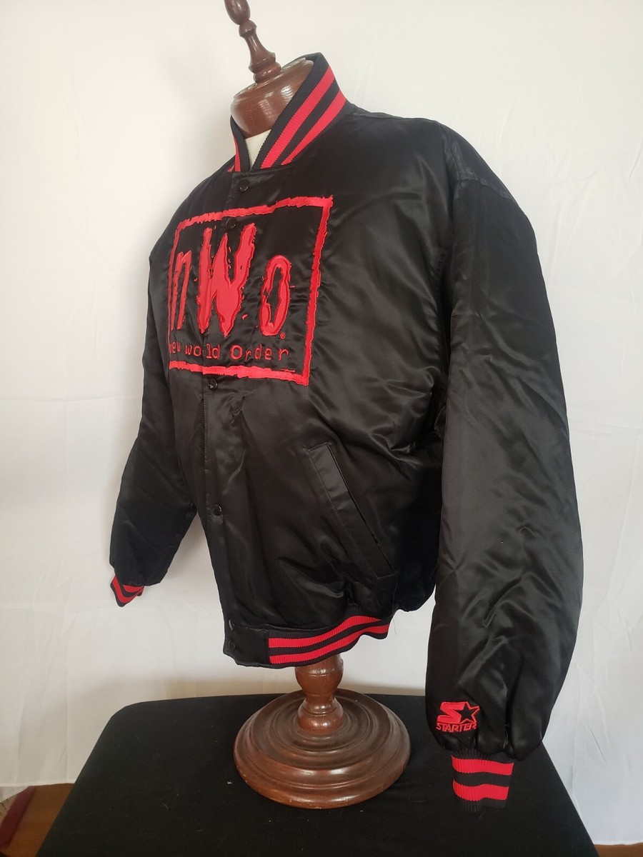ノアワイリーサイン 🔥🚨Vintage Starter L WCW NWO WWF WWE Satin Varsity Style