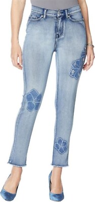DG2 Diane Gilman Sorbet Floral Appliqué Ankle Jean Midtone 12P NEW (166)