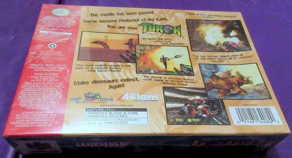 TUROK DINOSAUR HUNTER NEW MEGA RARE N64 NINTENDO 64 1997 Made in Japan $$$ - Image 2 of 4