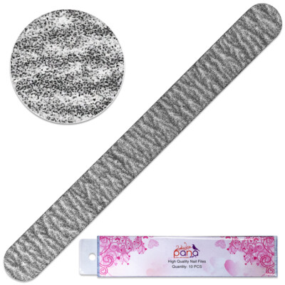 10pcs Pana Professional Round Zebra Nail Files Double Sided Grit 80/80