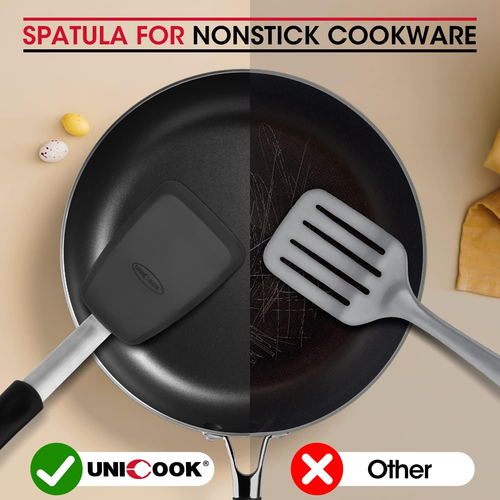 Unicook 2 Pack Flexible Silicone Spatula, Turner, 600F Heat Resistant, Ideal for - Picture 4 of 12