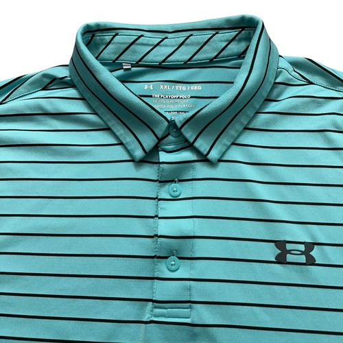 Under Armour The Playoff Poloshirt Herren 2XL Kurzarm Golf grün gestreift - Bild 2 von 6