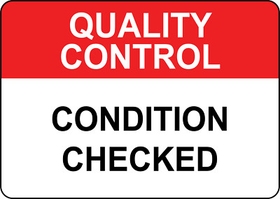 QUALITY CONTROL CONDITION CHECKED| Laminated Vinyl Decal Sticker Label