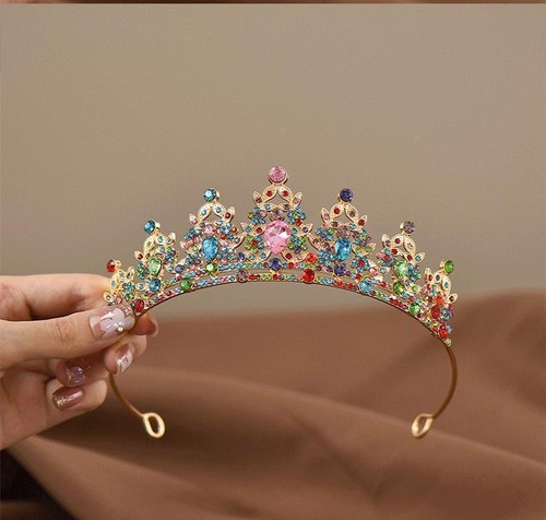 Kinder Prinzessin Krone Diadem, Kristall Haarschmuck für Tanz & Geburtstag Gif - Bild 12 von 30