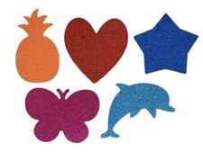 Pack of 8 Glittery Foam Shapes for Arts & Crafts. 4 Colours in each Pack