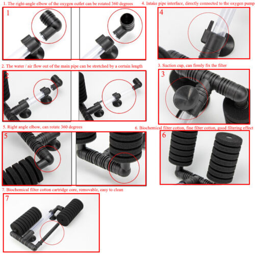 Air Driven Sponge Filter for Aquarium Fish Tank Bio-Sponge Filter Discus 4 Si① - Foto 12 di 23