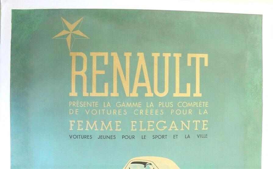 AFFICHE ORIGINALE RENAULT coupé cabrio CELTA PRIMA VIVA NERVA GD SPORT 1934-39 - Photo 3/4