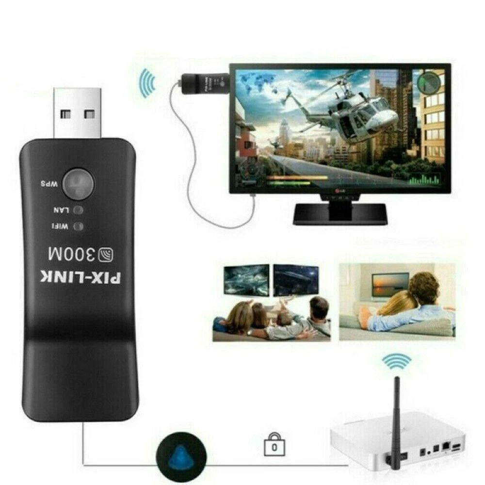Nuovo USB Universale Wireless TV Rete Adattatore Wifi WPS 300Mbps Ripetore Wi-Fi Rj-45 Ethernet Per Samsung Sony LG TV Lettore Web - Foto 7