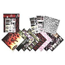 SKULL XBONES SCRAPBOOK KIT scrapbooking 131 pcs PAPERS STICKERS