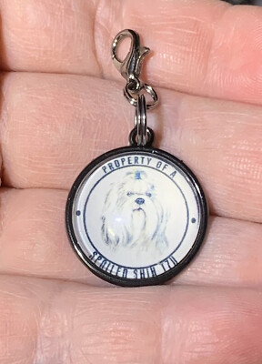 Black Property Of A Spoiled Shih Tzu Dog Charm Zipper Pull & Keychain Add On!!
