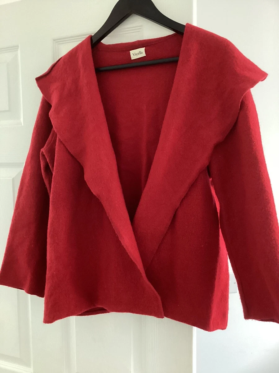 Viyella Edge To Edge 100 Wool Cardigan Jacket. Red. XL