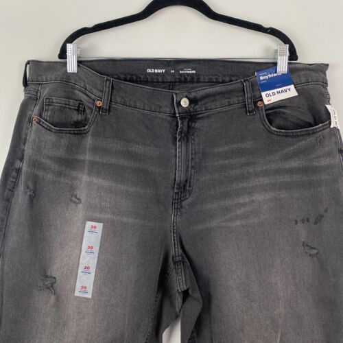 Old Navy Mid-Rise Boyfriend Straight Ripped Black Jeans Size 20 Crop - Picture 2 of 11
