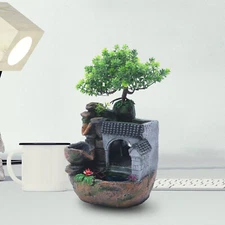 Desktop Water Fountain Waterfall Ornament Office Home Indoor Decor W/ Light LED