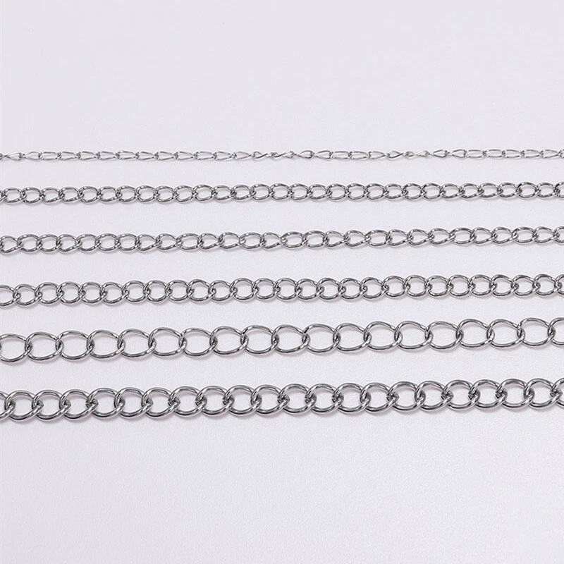 5 Meters Stainless Steel Twist Curb Chain 0.3~0.8mmx1.2~4.0mm DIY Jewelry Making - Image 4 of 4