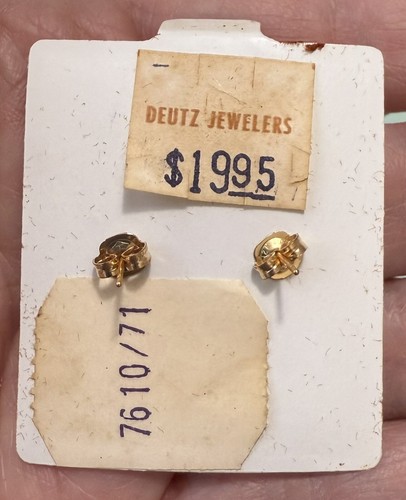Vintage NEW Old Stock 12K Gold Filled w/14K Gold Posts Blue Stone STAR Earrings - Picture 3 of 3