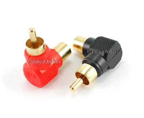 10-PACK Red/Black RCA Male Plug to RCA Female Right Angle Adapter,  AV-A11RK - Image 3 of 3