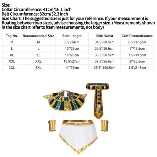 UK Men's Egyptian Costume Pharaoh Costumes Fashion King Outfit King Tut Cosplay - Picture 41 of 56
