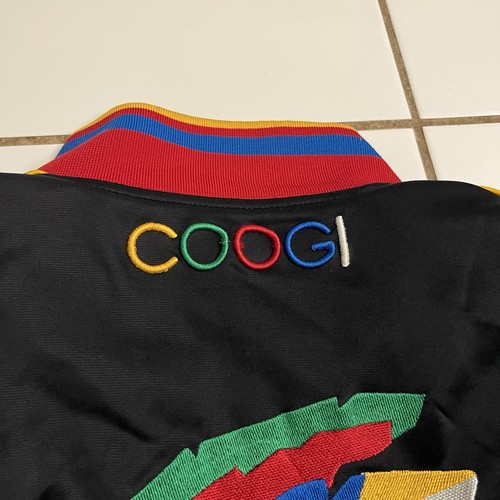 Coogi XXL Track Jacket Black Multicolor Embroidered Headdress Retro Hip Hop - Picture 9 of 9