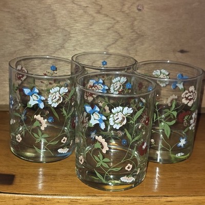 Cera Wildflower Double Old Fashioned Glasses (4) CGP10 Discontinued 4.25 Hx3.25 
