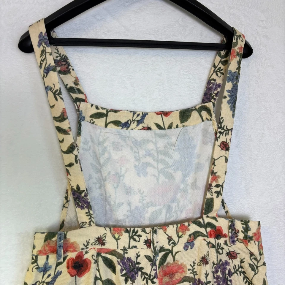 Mono con tirantes ligero floral de pana pierna ancha marfil XL Boho Foto 4 de 4