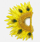 Yellow Gold Feather Venetian Masquerade Eyemask w Adjustable Fit, One Size