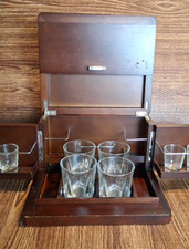 Mini barra in legno portatile 10" x 11" x 6,5" Brookstone vintage