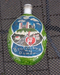 M TOP Feldflasche PoW CSSR Kriegsgefangenlager gemalt Gnigl Salzburg Bratislava
