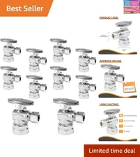 10-Pack Angle Stop Valve, Chrome Plated Brass, Lead-Free Safety Assured