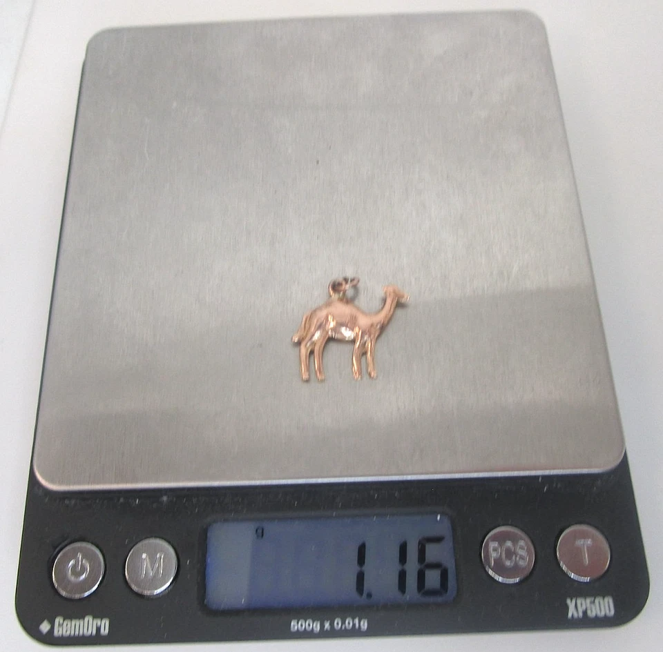 Antiguo colgante vintage de oro rosa de 14k con dije de camello aprox. Sello egipcio 1910 Foto 4 de 4