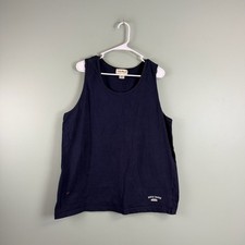 VTG Eddie Bauer 100% Cotton Tank Top Shirt Men's XL Blue Beach Surf Made In USA