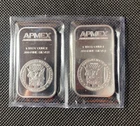 (2) Bar Lot 1 oz Silver Bar APMEX .999 Fine APMEX Sealed very nice
