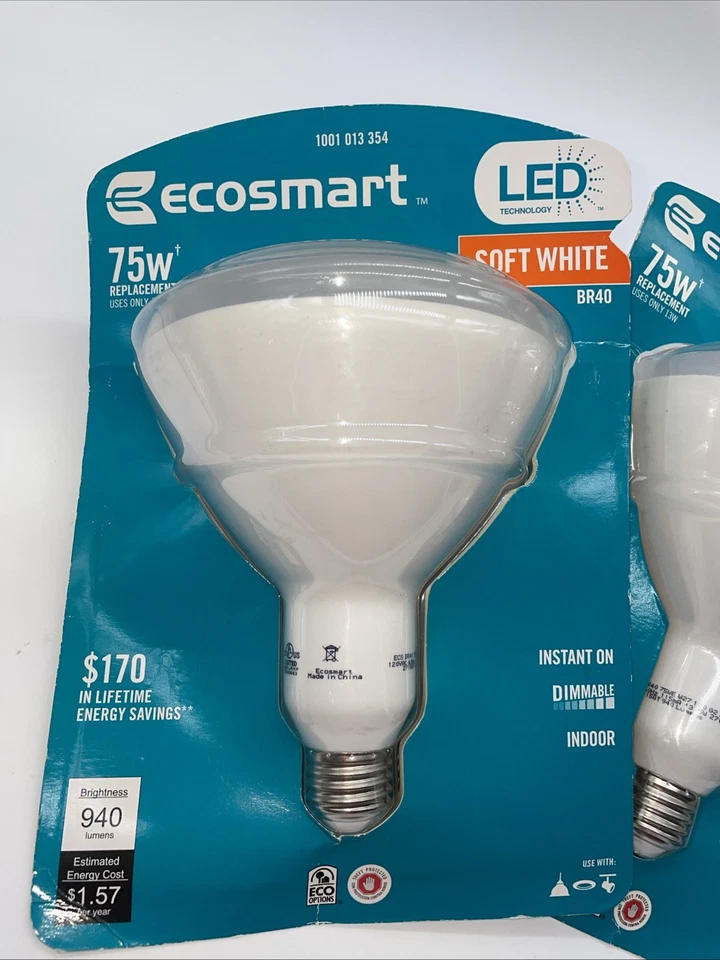 EcoSmart 75-Watt Equivalent BR40 Dimmable Soft White LED Light Bulb - Image 2 of 4