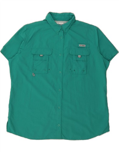 COLUMBIA Womens Oversized Short Sleeve Shirt UK 18 XL Green Nylon EA02