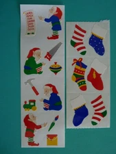 Vintage 90's Mrs. Grossman's Stickers SANTA'S ELVES & STOCKINGS (6) 2" X 1.5"