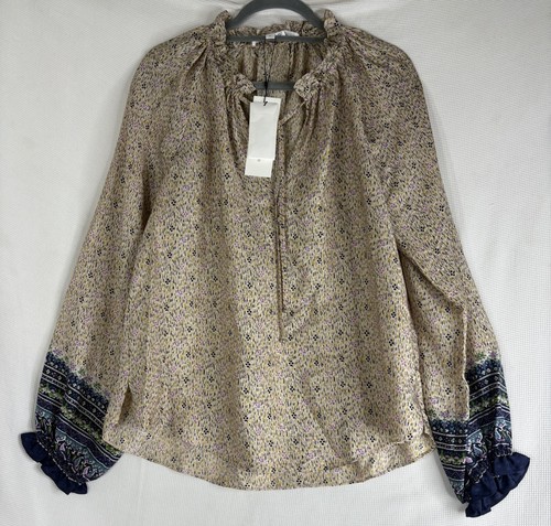NWT Veronica Beard |Antonette Long-Sleeve Floral Silk Top Size 8