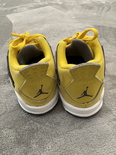 Nike Air Jordan 4 Retro TD Sneakers Toddler Size 10C Yellow BQ7670-700 w/ Box - Picture 3 of 13