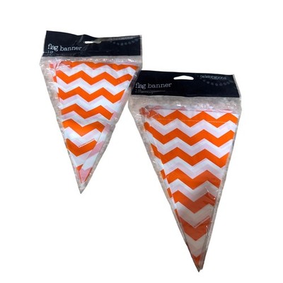 2 x 9' Creative Converting orange Chevron Flag Banner Party Decorations
