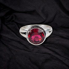 Red Garnet Gemstone 925 Sterling Silver Ring Handmade Jewelry Ring For Gift