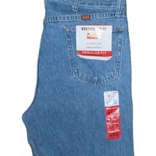Rustler Men's Regular Fit Straight Leg Blue Denim Jeans Medium Wash New