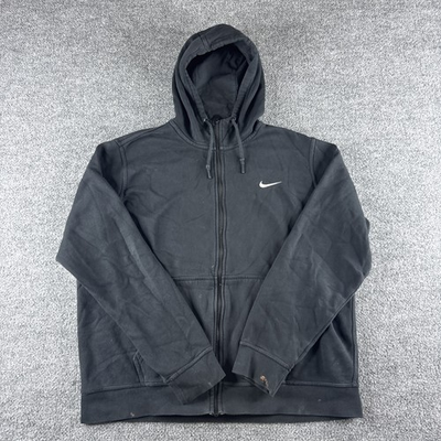 #ad Nike Hoodie Mens XL Black Club Fleece Full Zip Swoosh Athletic 823531 010 $9.49