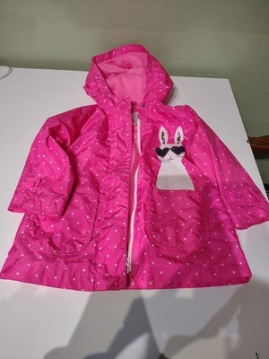 Carter's Toddler Girl Pink Bunny Rabbit Size 2T Raincoat Jacket Waterproof