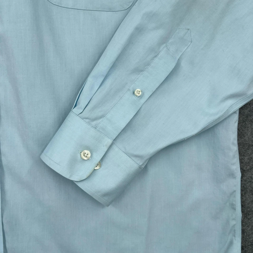 Camisa de vestir Lands' End para hombre 17,5 34 azul sin hierro Supima pinpoint abotonada Foto 3 de 4