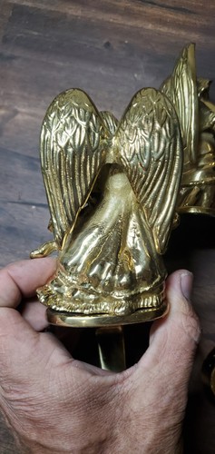 Vintage Solid Brass Garland Stocking Holder Christmas Angel Shelf Hook Holiday - Picture 15 of 22