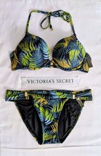 Victorias Secret Swim 2pc Set 36B BOMBSHELL Add 2c/Size Med. HARLOW Bikini Palm