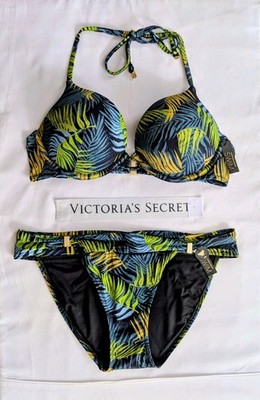 Victorias Secret Swim 2pc Set 36B BOMBSHELL Add 2c/Size Med. HARLOW Bikini Palm
