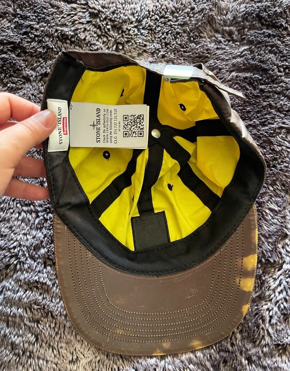 RARE Stone Island x Supreme - Heat Reactive 6 Panel Cap Yellow