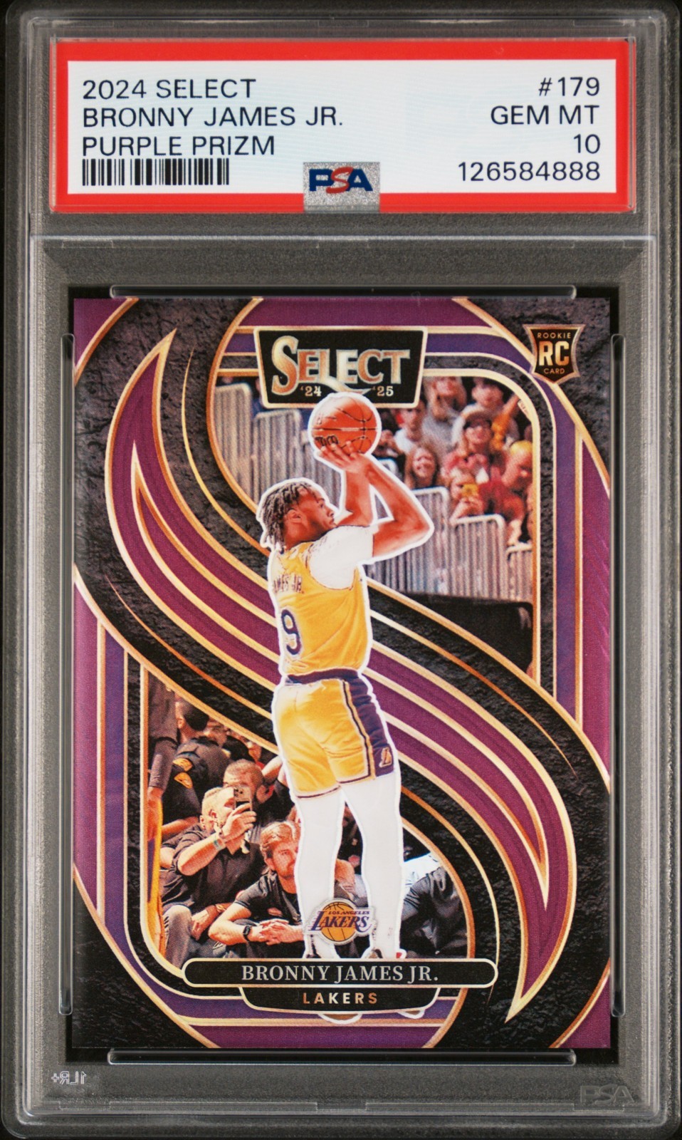 2024 PANINI SELECT BRONNY JAMES JR. PURPLE PRIZM RC ROOKIE /99 #179 PSA 10