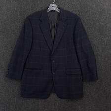 Burberry London Blazer Mens 42R Blue Plaid 100 Wool Tweed Sport Coat Two Button